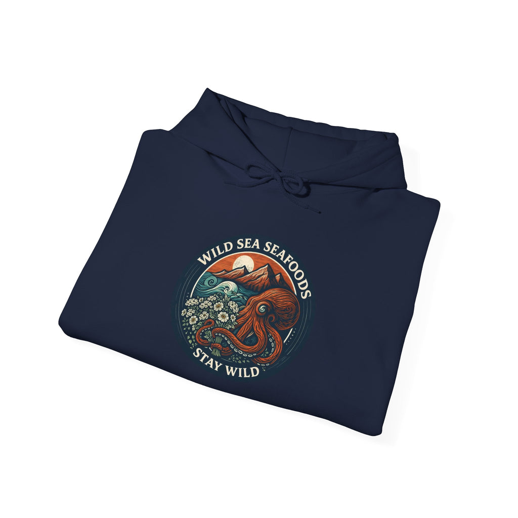 Stay Wild Sea Octopus Hoodie — "Wild Sea Seafoals" Nautical Graphic Pullover