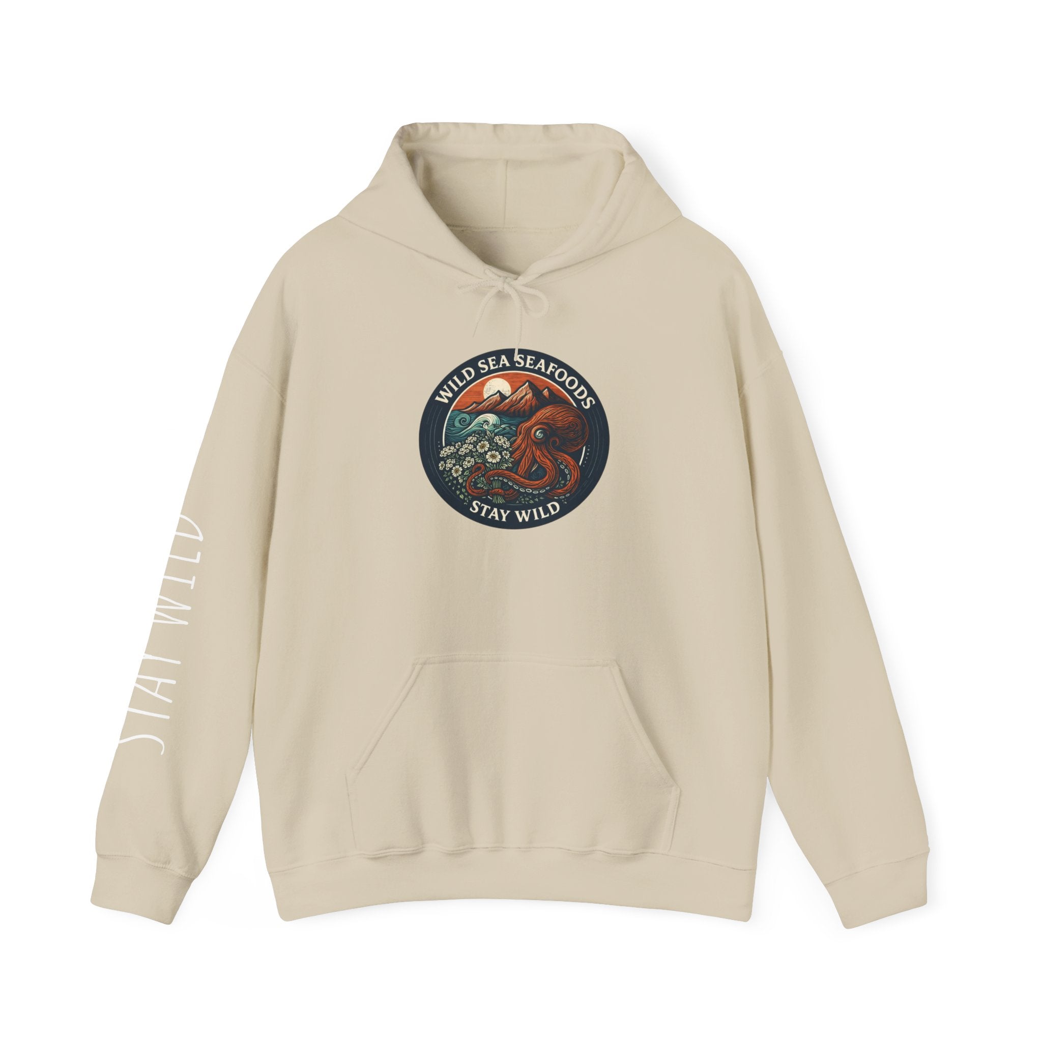 Stay Wild Sea Octopus Hoodie — "Wild Sea Seafoals" Nautical Graphic Pullover