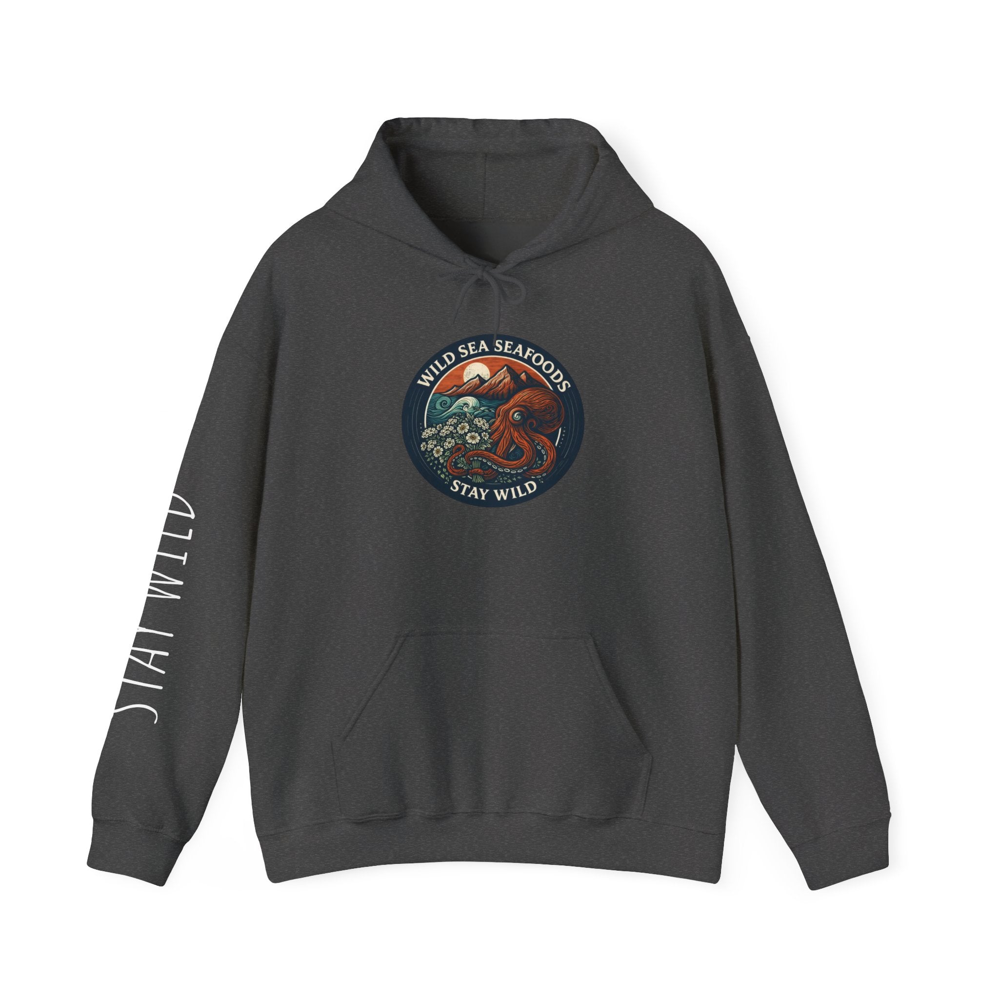 Stay Wild Sea Octopus Hoodie — "Wild Sea Seafoals" Nautical Graphic Pullover