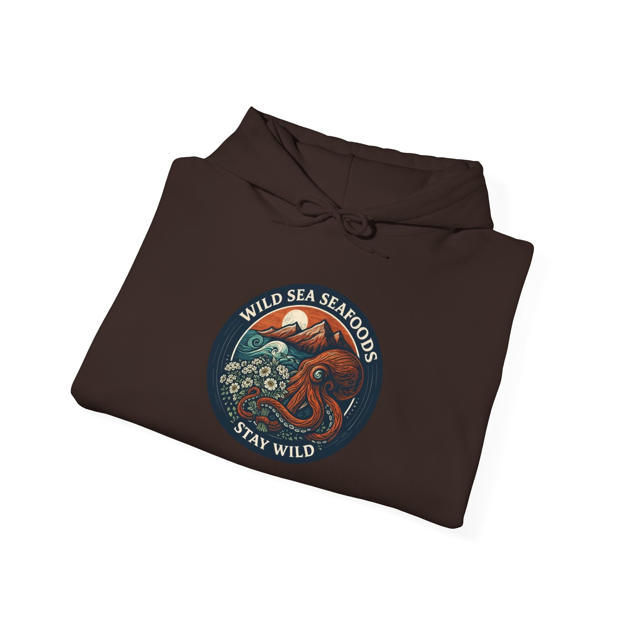 Stay Wild Sea Octopus Hoodie — "Wild Sea Seafoals" Nautical Graphic Pullover