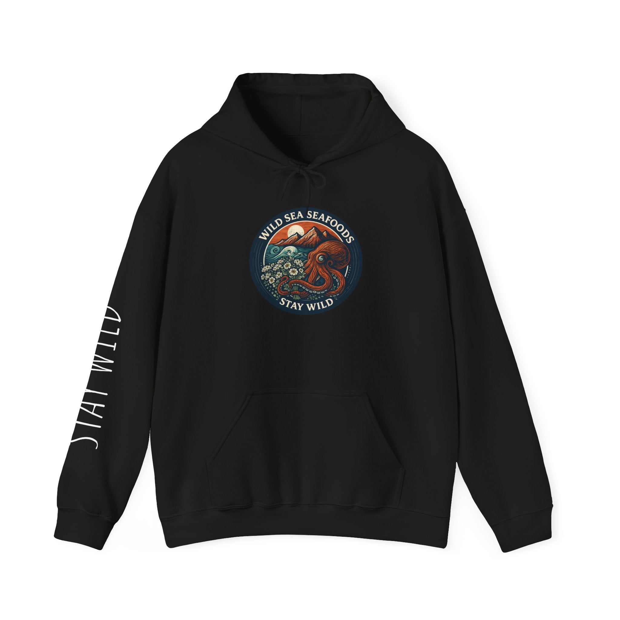Stay Wild Sea Octopus Hoodie — "Wild Sea Seafoals" Nautical Graphic Pullover