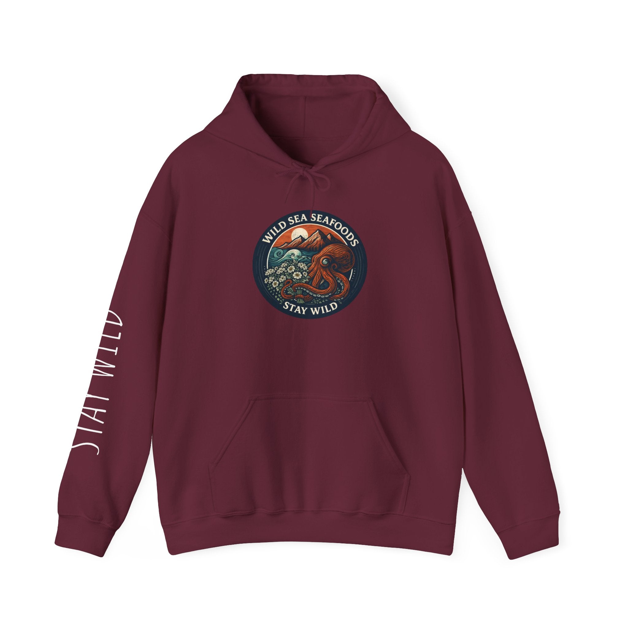 Stay Wild Sea Octopus Hoodie — "Wild Sea Seafoals" Nautical Graphic Pullover