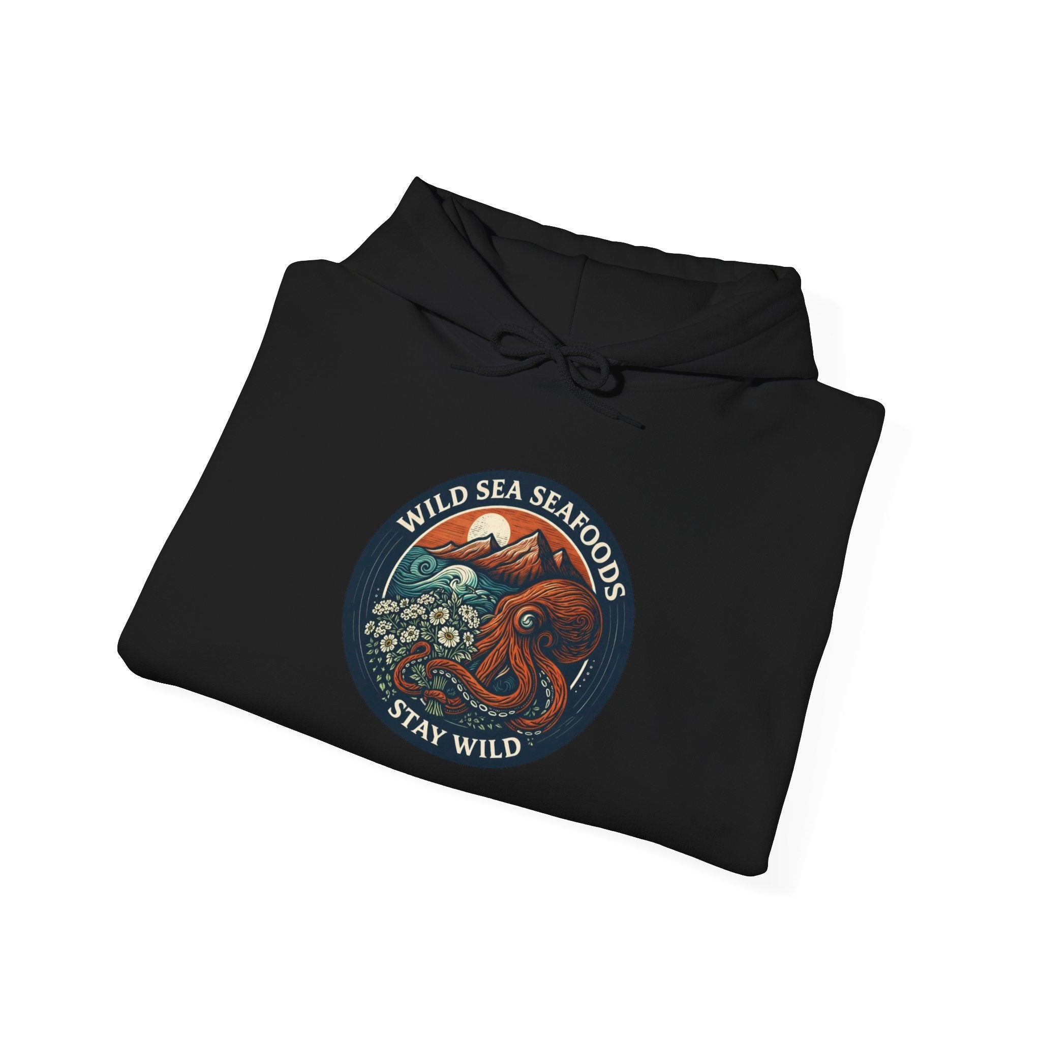 Stay Wild Sea Octopus Hoodie — "Wild Sea Seafoals" Nautical Graphic Pullover