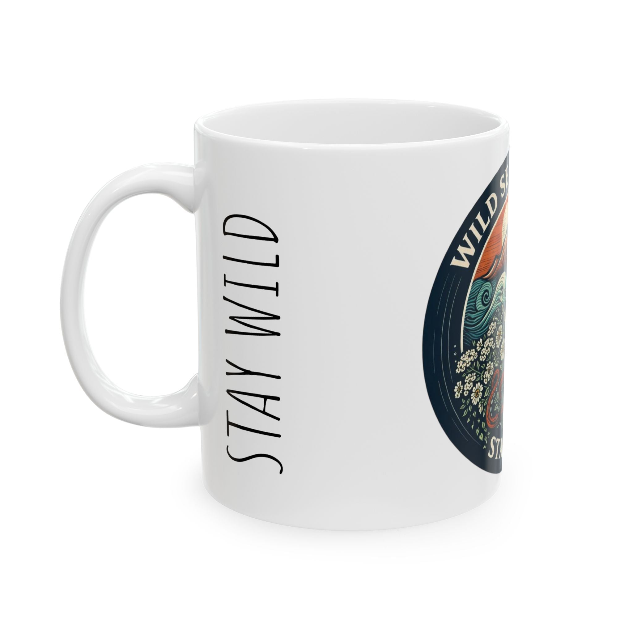 Wild Sea Seafoods "Stay Wild" Ceramic Mug — Octopus Coastal Coffee Cup (11oz/15oz)