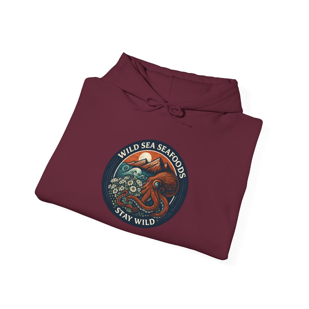 Stay Wild Sea Octopus Hoodie — "Wild Sea Seafoals" Nautical Graphic Pullover
