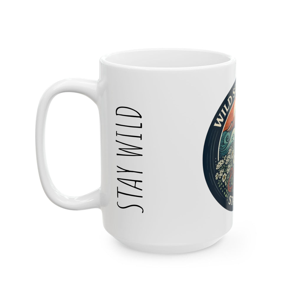 Wild Sea Seafoods "Stay Wild" Ceramic Mug — Octopus Coastal Coffee Cup (11oz/15oz)